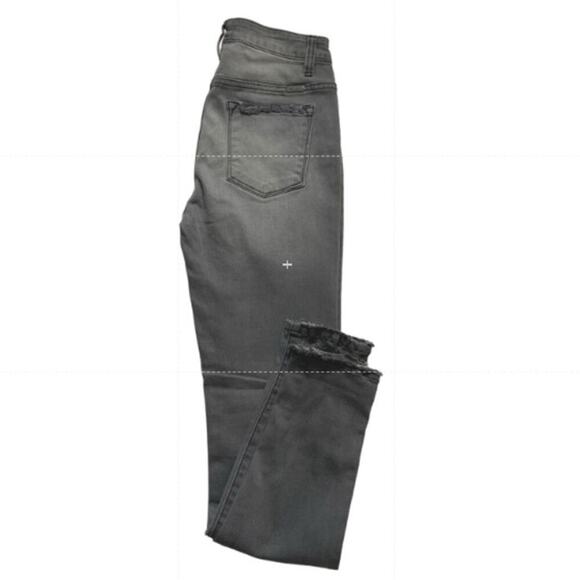 Kancan Jeans Womens 9 Distressed Mid Rise Skinny Charcoal Wash Streetwear Denim - Picture 5 of 12